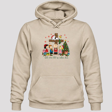 Oh Come Let Us Adore Him Christmas Cross Hoodie