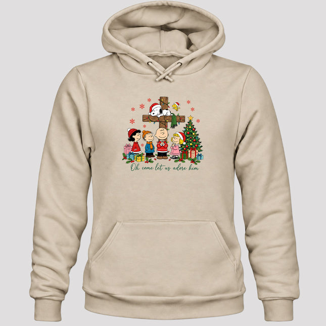 Oh Come Let Us Adore Him Christmas Cross Hoodie