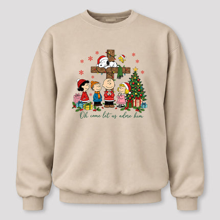 Oh Come Let Us Adore Him Christmas Cross Sweatshirt