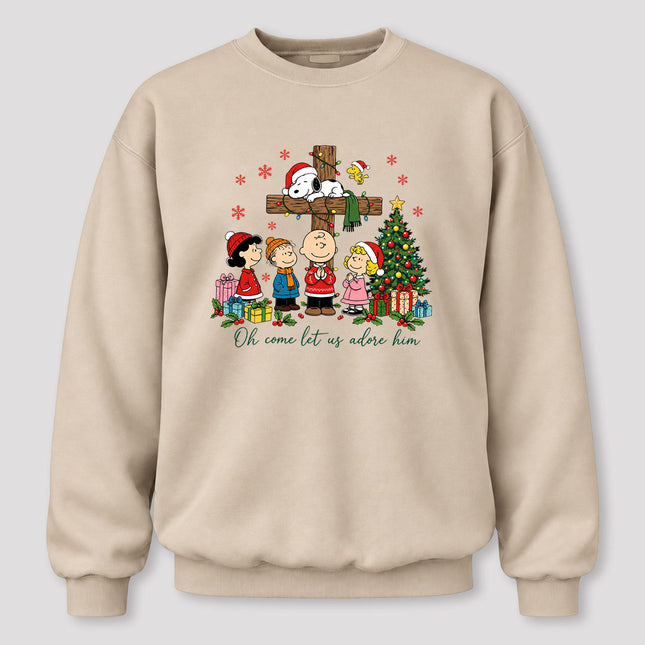 Oh Come Let Us Adore Him Christmas Cross Sweatshirt