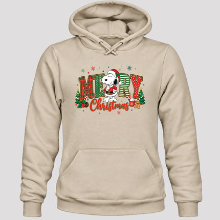 Merry Christmas Plaid Lettering Holiday Trees Hoodie