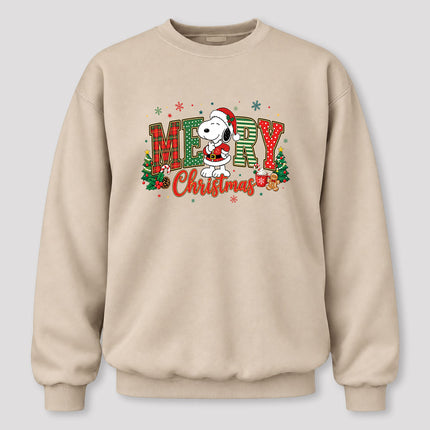 Merry Christmas Plaid Lettering Holiday Trees Sweatshirt