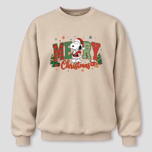 Merry Christmas Plaid Lettering Holiday Trees Sweatshirt