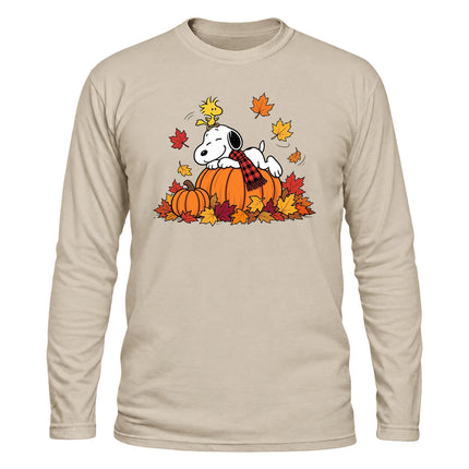 Fall Pumpkin Shirt Autumn Leaves Cozy Long Sleeve T-Shirt