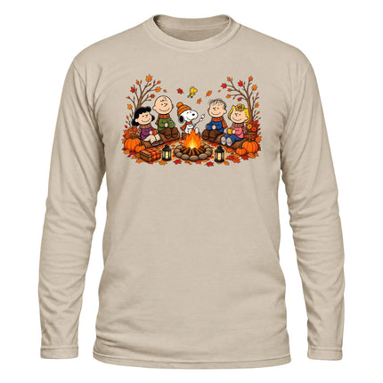 Fall Campfire Pumpkin Autumn Cozy Friends Long Sleeve T-Shirt