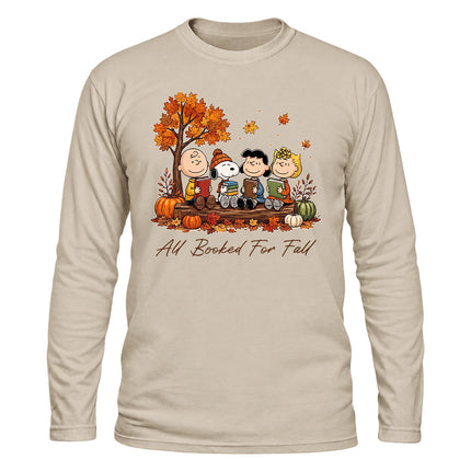 Fall Reading Shirt All Booked For Fall Autumn Book Lover Long Sleeve T-Shirt