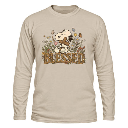 Blessed Christian Floral Cross Christmas Gift Long Sleeve T-Shirt
