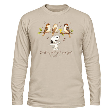 Goodness of God Psalm 89 1 Singing Birds Christmas Gift Long Sleeve T-Shirt