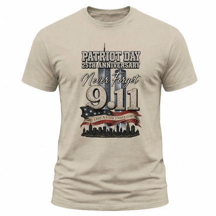 9/11 Patriot Day 25th Anniversary Never Forget One Nation Under God T-Shirt