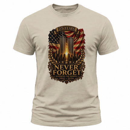 9/11 Never Forget 25th Anniversary Honoring The Heroes Memorial T-Shirt