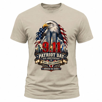 9/11 Patriot Day 25th Anniversary Never Forget Memorial Honoring Heroes T-Shirt