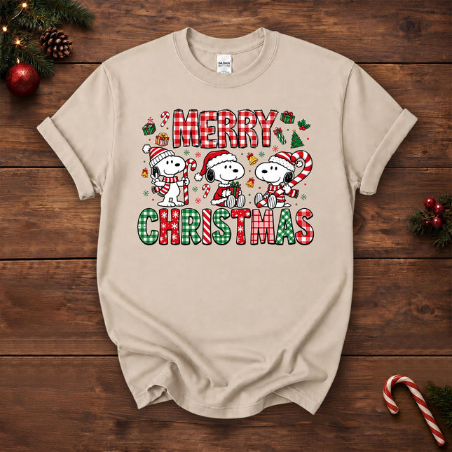 Merry Christmas Plaid Holiday Candy Canes T-Shirt
