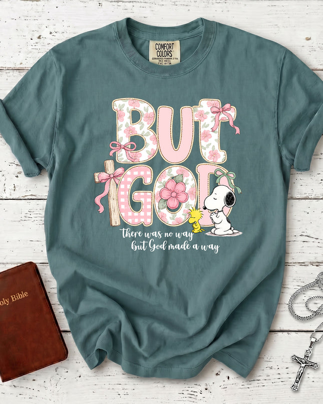 Comfort Colors But God Made a Way Christian Faith Floral Cross T-Shirt