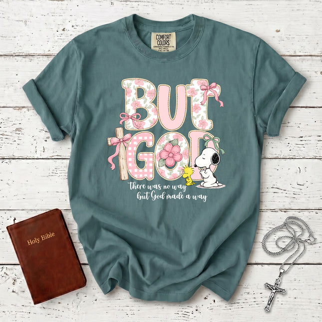 Comfort Colors But God Made a Way Christian Faith Floral Cross T-Shirt