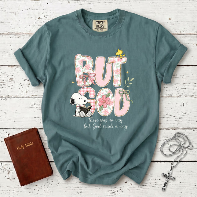 Comfort Colors But God Made a Way Christian Faith Floral Bible T-Shirt