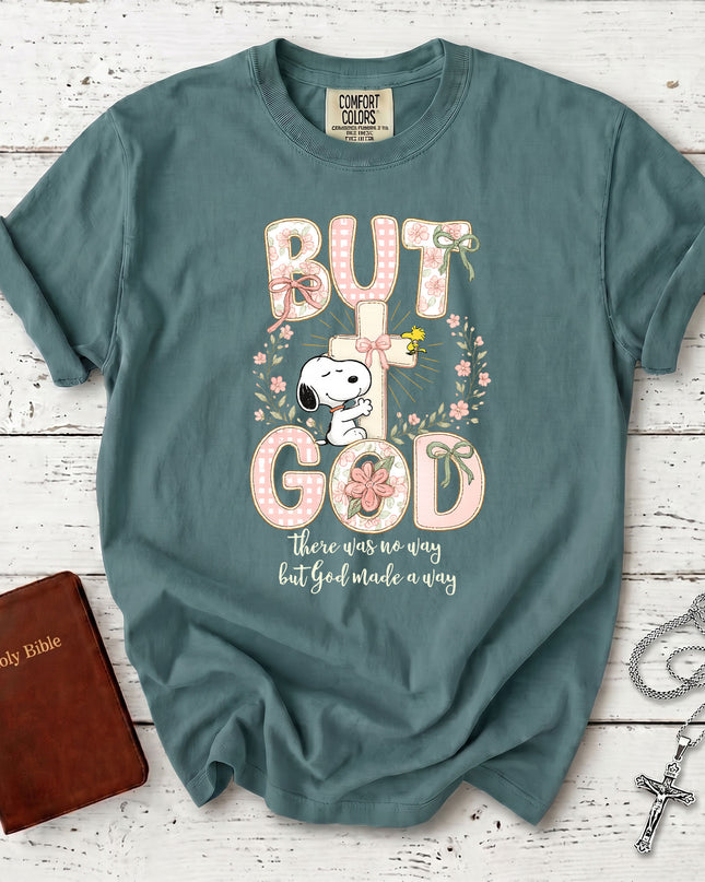 Comfort Colors But God Made a Way Floral Cross Christian Hope T-Shirt