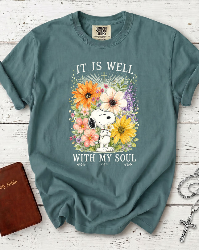 Comfort Colors It Is Well With My Soul Christian Floral Faith T-Shirt