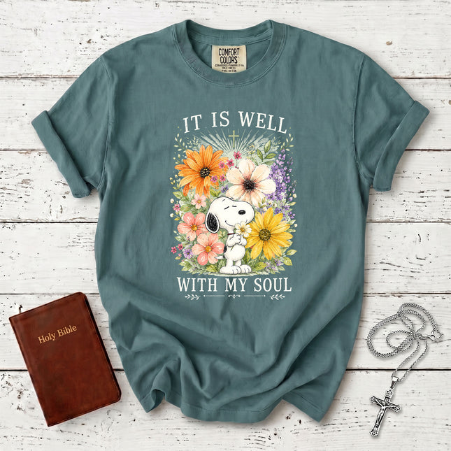 Comfort Colors It Is Well With My Soul Christian Floral Faith T-Shirt