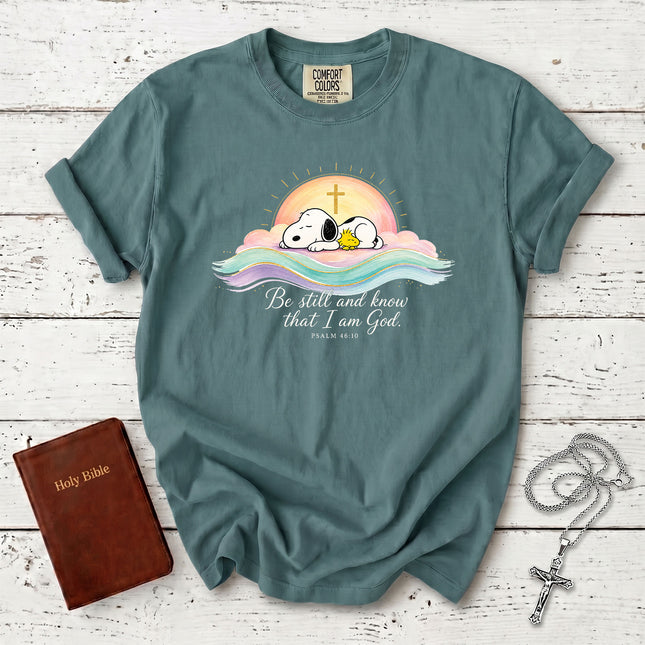 Comfort Colors Be Still and Know That I Am God Psalm 46:10 Christian Faith T-Shirt