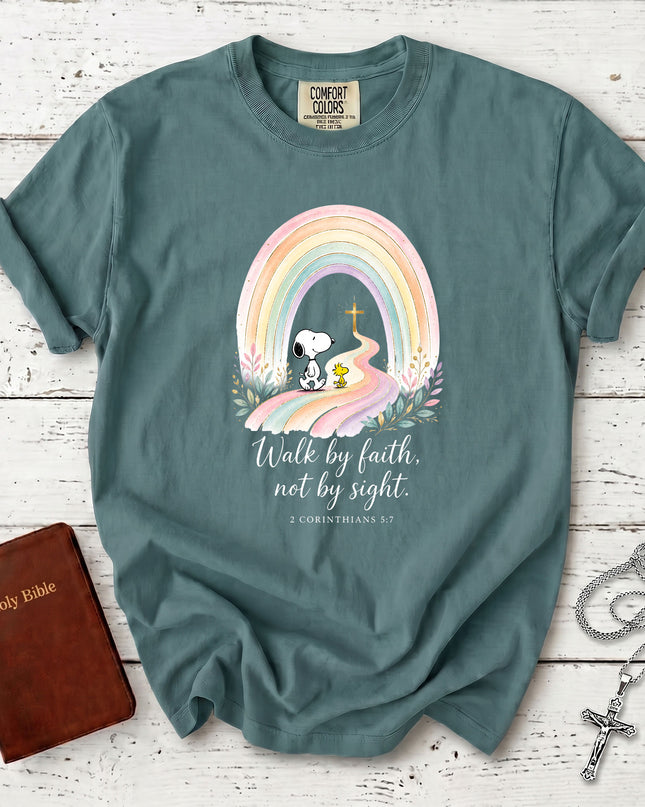 Comfort Colors Walk by Faith Not by Sight 2 Corinthians 5:7 Christian T-Shirt