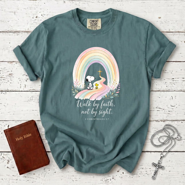 Comfort Colors Walk by Faith Not by Sight 2 Corinthians 5:7 Christian T-Shirt