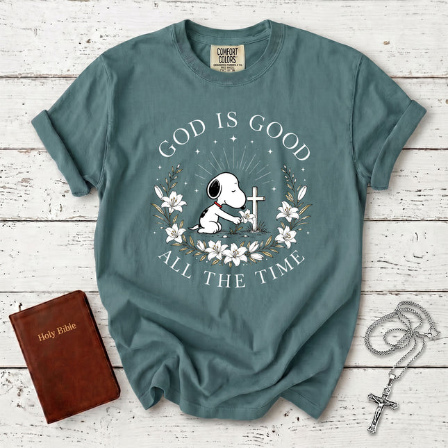 Comfort Colors God Is Good All The Time Christian Cross Lily Faith Gift T-Shirt