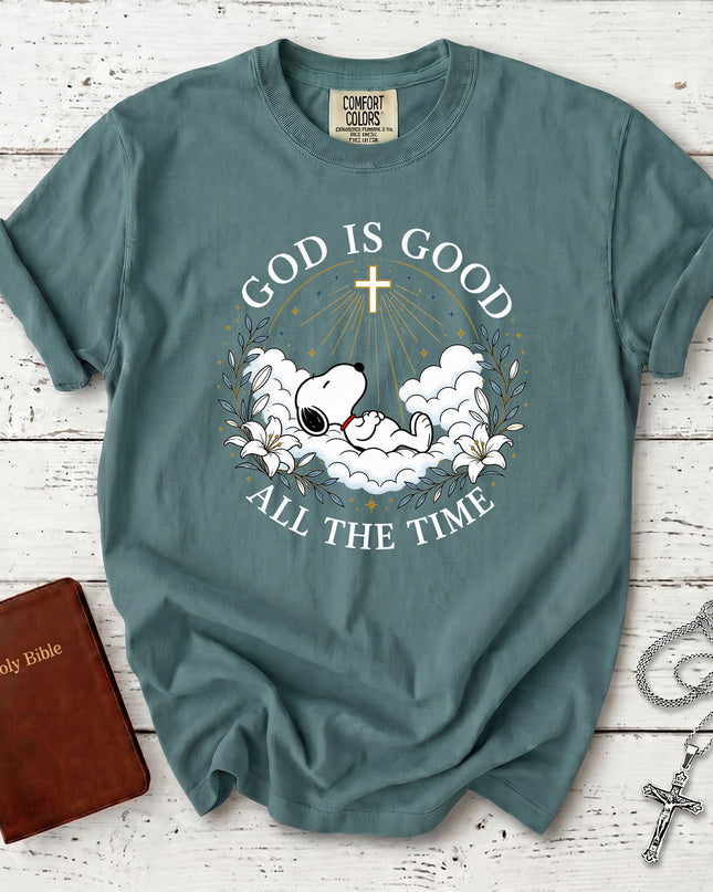 Comfort Colors God Is Good All The Time Christian Cross Heaven Faith Gift T-Shirt