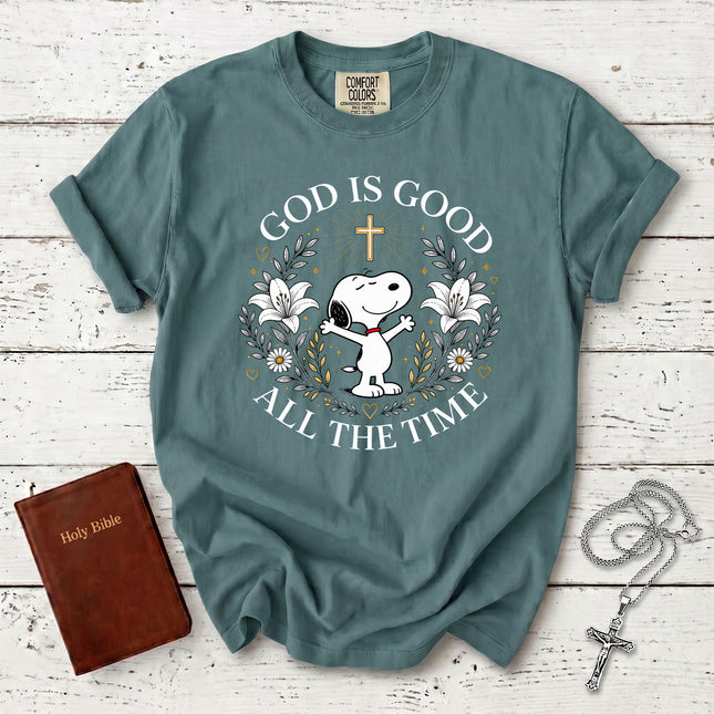 Comfort Colors God Is Good All The Time Christian Cross Lily Easter Gift T-Shirt