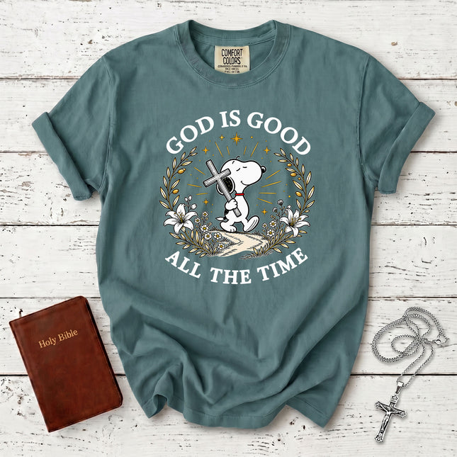 Comfort Colors God Is Good All The Time Christian Cross Faith Gift T-Shirt