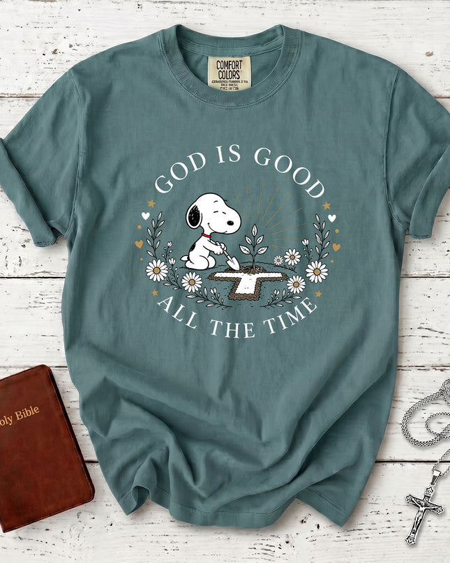 Comfort Colors God Is Good All The Time Christian Cross Garden Faith Gift T-Shirt