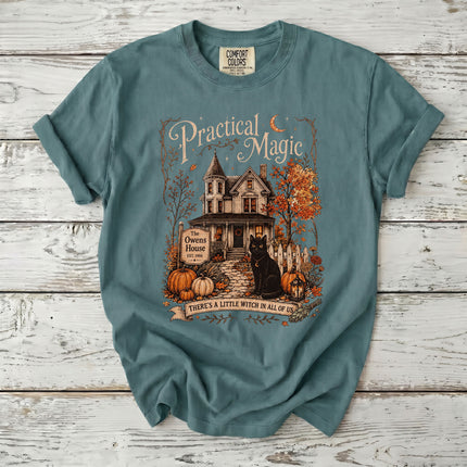 Comfort Colors Witch House Black Cat Halloween T-Shirt