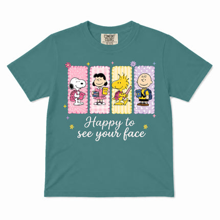 Comfort Colors Back To School Happy To See Your Face Classroom Kid T-Shirt