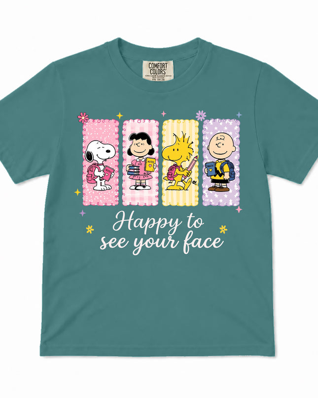 Comfort Colors Back To School Happy To See Your Face Classroom Kid T-Shirt