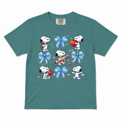 Comfort Colors Back To School Blue Bow School Supplies Kid T-Shirt