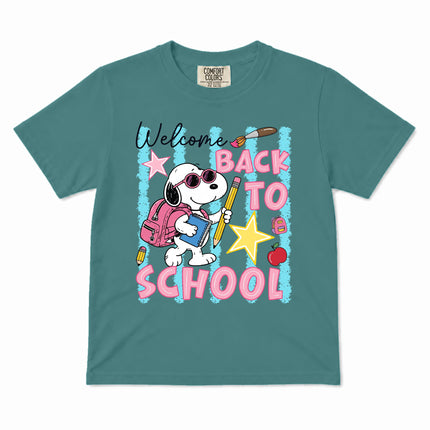 Comfort Colors Welcome Back To School Pink Backpack First Day Kid T-Shirt