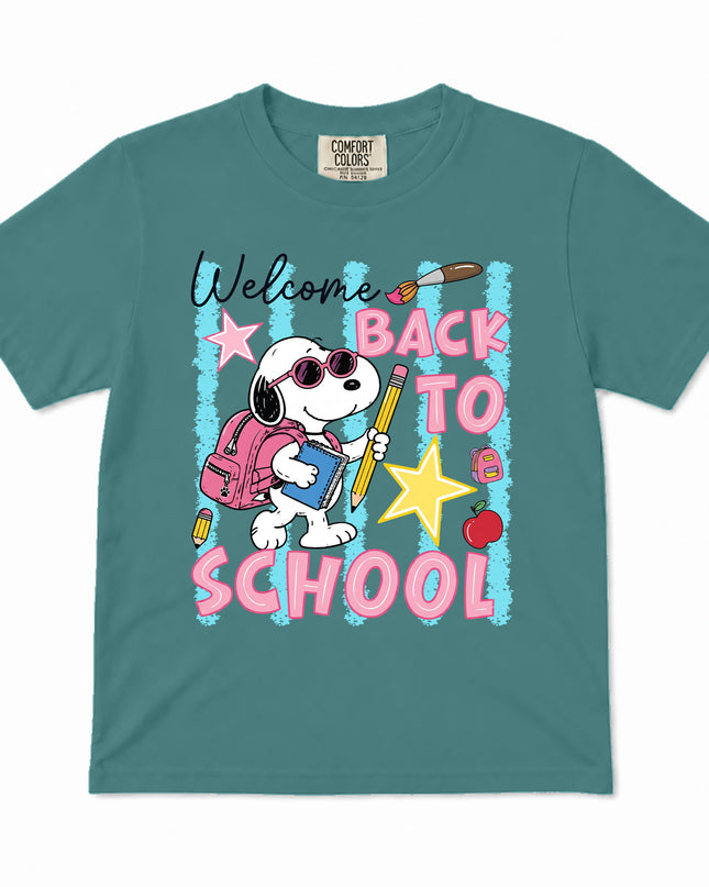 Comfort Colors Welcome Back To School Pink Backpack First Day Kid T-Shirt