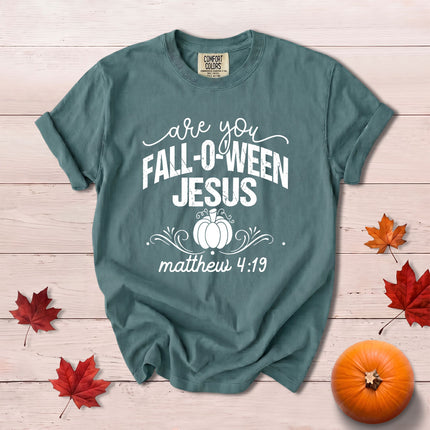 Comfort Colors Fall Autumn Christian Jesus Pumpkin Halloween Matthew 4 19 T-Shirt