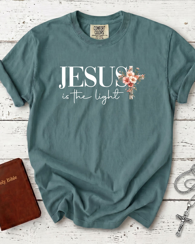 Comfort Colors Christian Light Floral Cross Easter T-Shirt