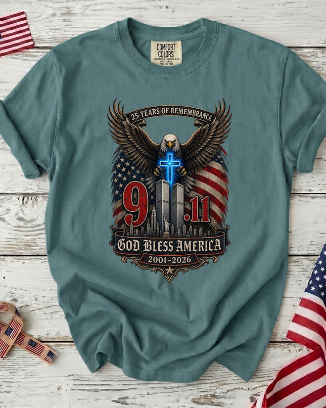 Comfort Colors 25th Anniversary Patriot Day 911 God Bless America Eagle Memorial T-Shirt