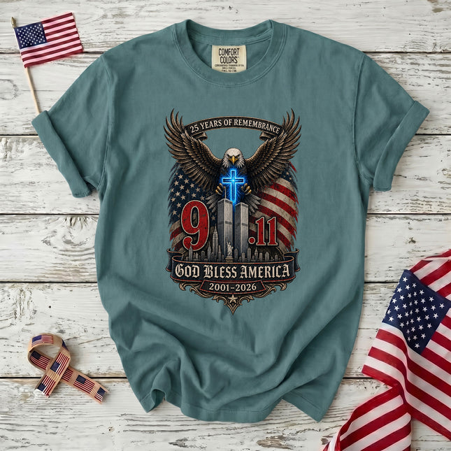Comfort Colors 25th Anniversary Patriot Day 911 God Bless America Eagle Memorial T-Shirt