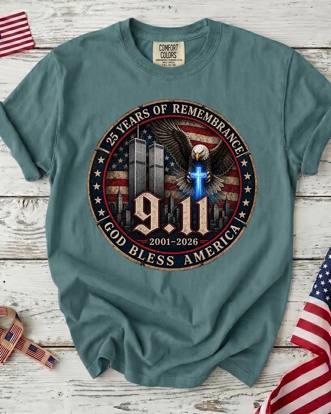 Comfort Colors 25th Anniversary Patriot Day 911 God Bless America Memorial T-Shirt