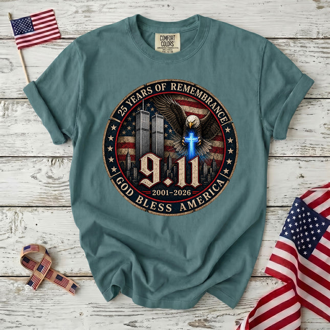 Comfort Colors 25th Anniversary Patriot Day 911 God Bless America Memorial T-Shirt