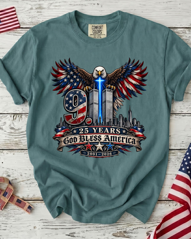 Comfort Colors 25th Anniversary Patriot Day 911 God Bless America T-Shirt