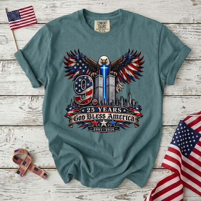 Comfort Colors 25th Anniversary Patriot Day 911 God Bless America T-Shirt