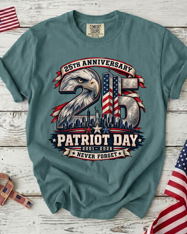 Comfort Colors 25th Anniversary Patriot Day 911 Eagle Never Forget T-Shirt