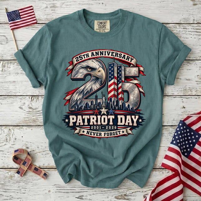 Comfort Colors 25th Anniversary Patriot Day 911 Eagle Never Forget T-Shirt