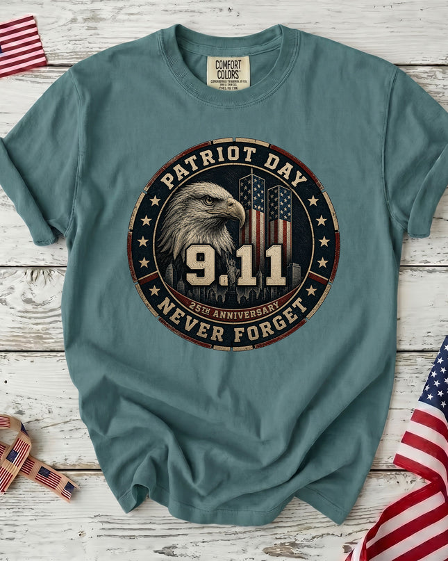 Comfort Colors 25th Anniversary Patriot Day 911 Eagle Never Forget T-Shirt