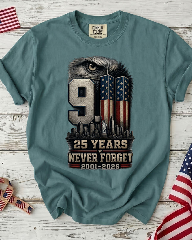 Comfort Colors 25th Anniversary Patriot Day 911 Eagle Eye Never Forget T-Shirt