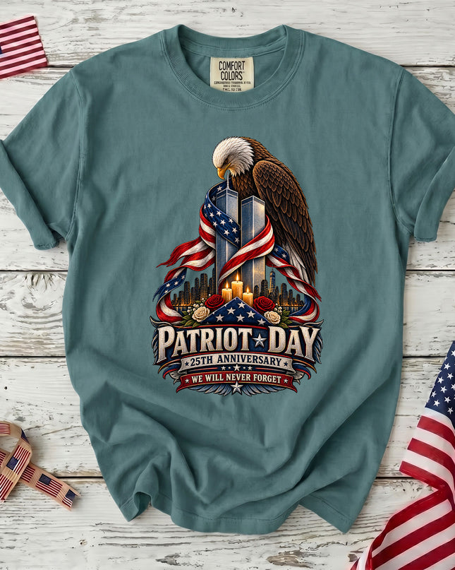 Comfort Colors 25th Anniversary Patriot Day 911 Eagle Memorial Never Forget T-Shirt