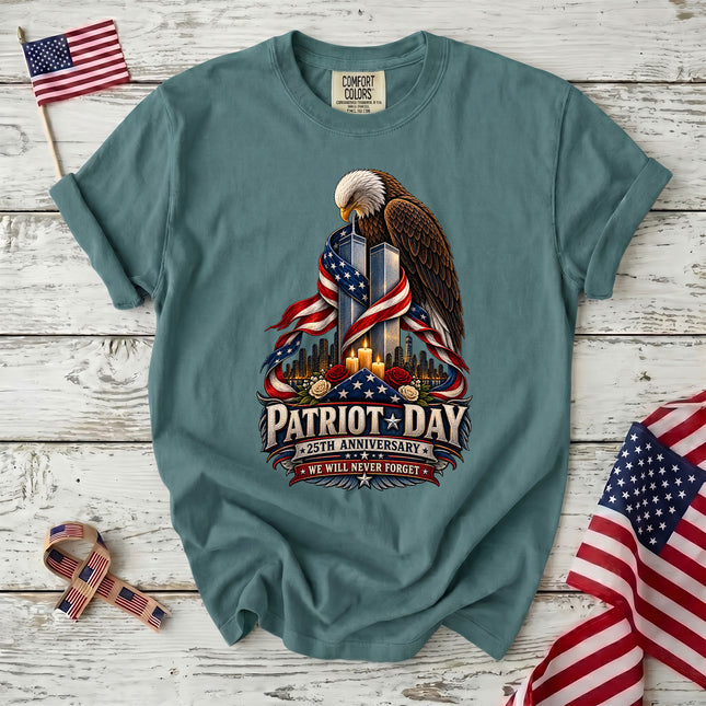 Comfort Colors 25th Anniversary Patriot Day 911 Eagle Memorial Never Forget T-Shirt